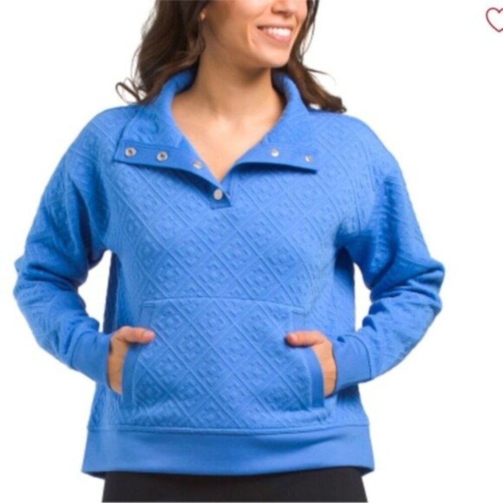 Tommy Bahama everyday active blue quilted mock neck pullover sweatshirt L